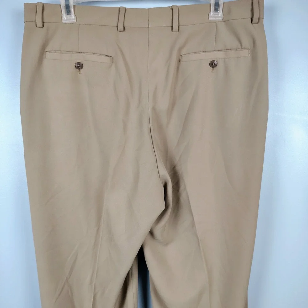 Alan Flusser Mens 38X30 Golf Pleated Cuffed Dress Pants Tan Khaki Preppy Classic